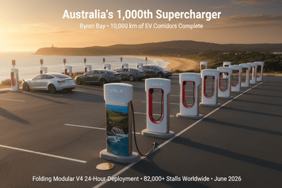 Tesla's 1,000th Australian Supercharger Opens in Byron Bay — And the Folding V4 Tech Behind the Speed