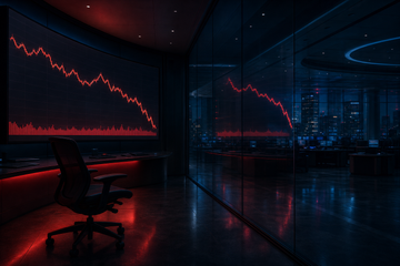 SpaceX earnings report stock chart reflection on trading floor, no text