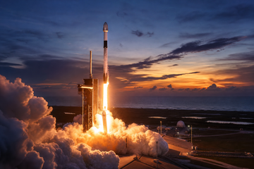 Falcon 9 and Crew Dragon lifting off from Florida on NASA's SpaceX Crew-13 mission to the ISS