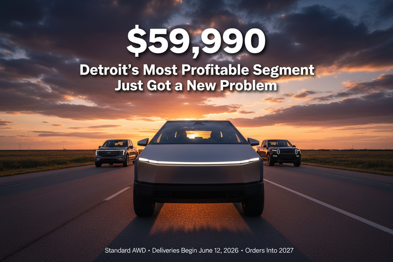 The $59,990 Cybertruck Has Arrived. Detroit's Most Profitable Segment Just Got a New Problem.