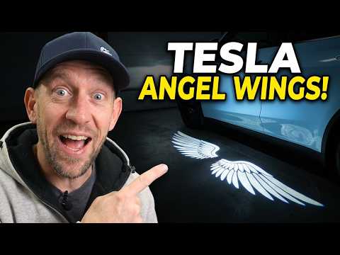Tesla Angel Wing Lights & Tesery Carbon Fiber Mirror Caps