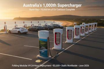 Tesla's 1,000th Australian Supercharger Opens in Byron Bay — And the Folding V4 Tech Behind the Speed