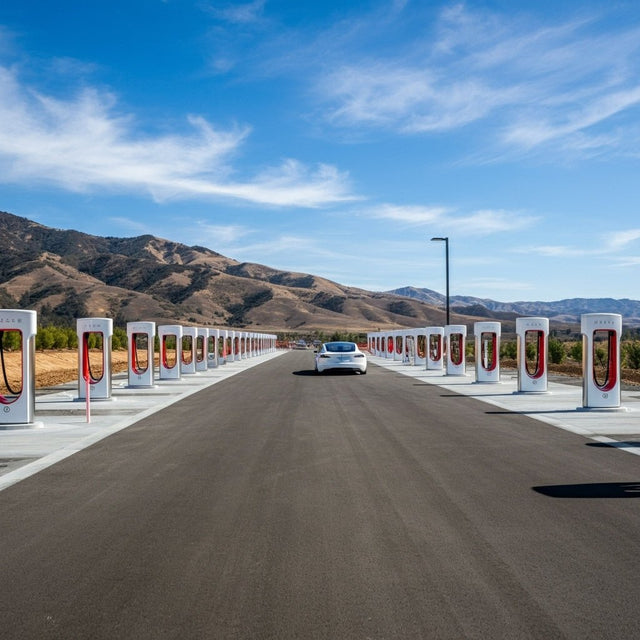Tesla, En Büyük Supercharger İstasyonunun İnşaatını Tamamladı, Şimdi Lost Hills, Kaliforniya'da Açık
