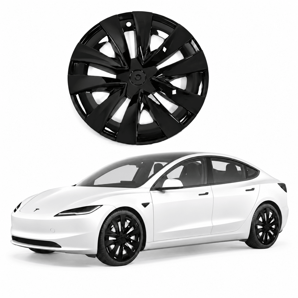 18" V-Spoke Full-Coverage Wheel Covers for Tesla Model 3 Standard 2026+ (Set of 4) - Tesery Official Store