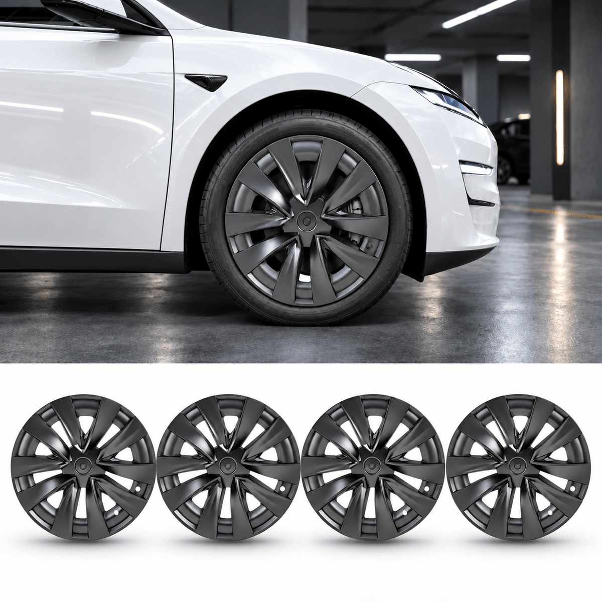 18" V-Spoke Full-Coverage Wheel Covers for Tesla Model 3 Standard 2026+ (Set of 4) - Tesery Official Store