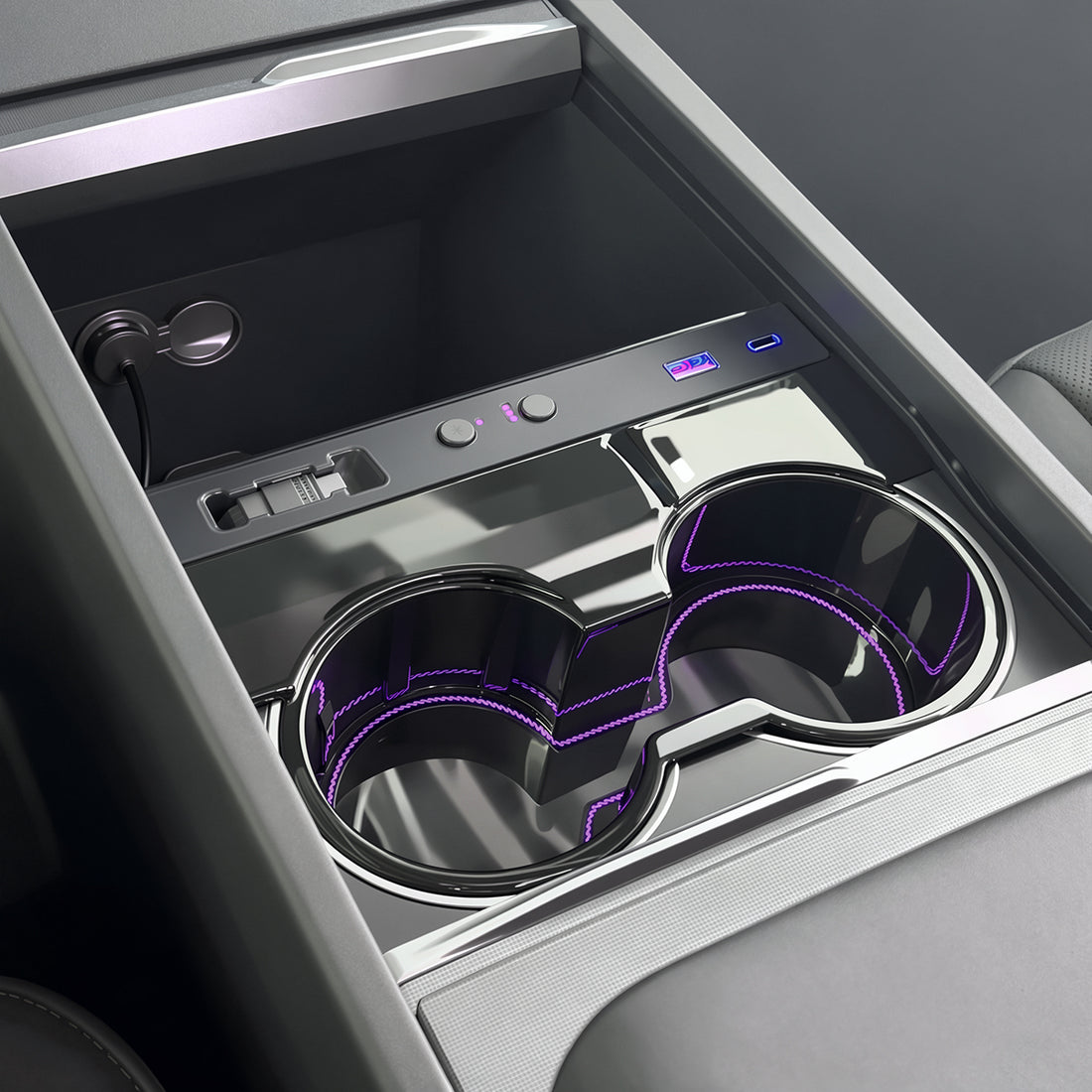 Tesla Model 3/Y için Aydınlatmalı Konsol Bardak Tutucu Genişletme Yuvası