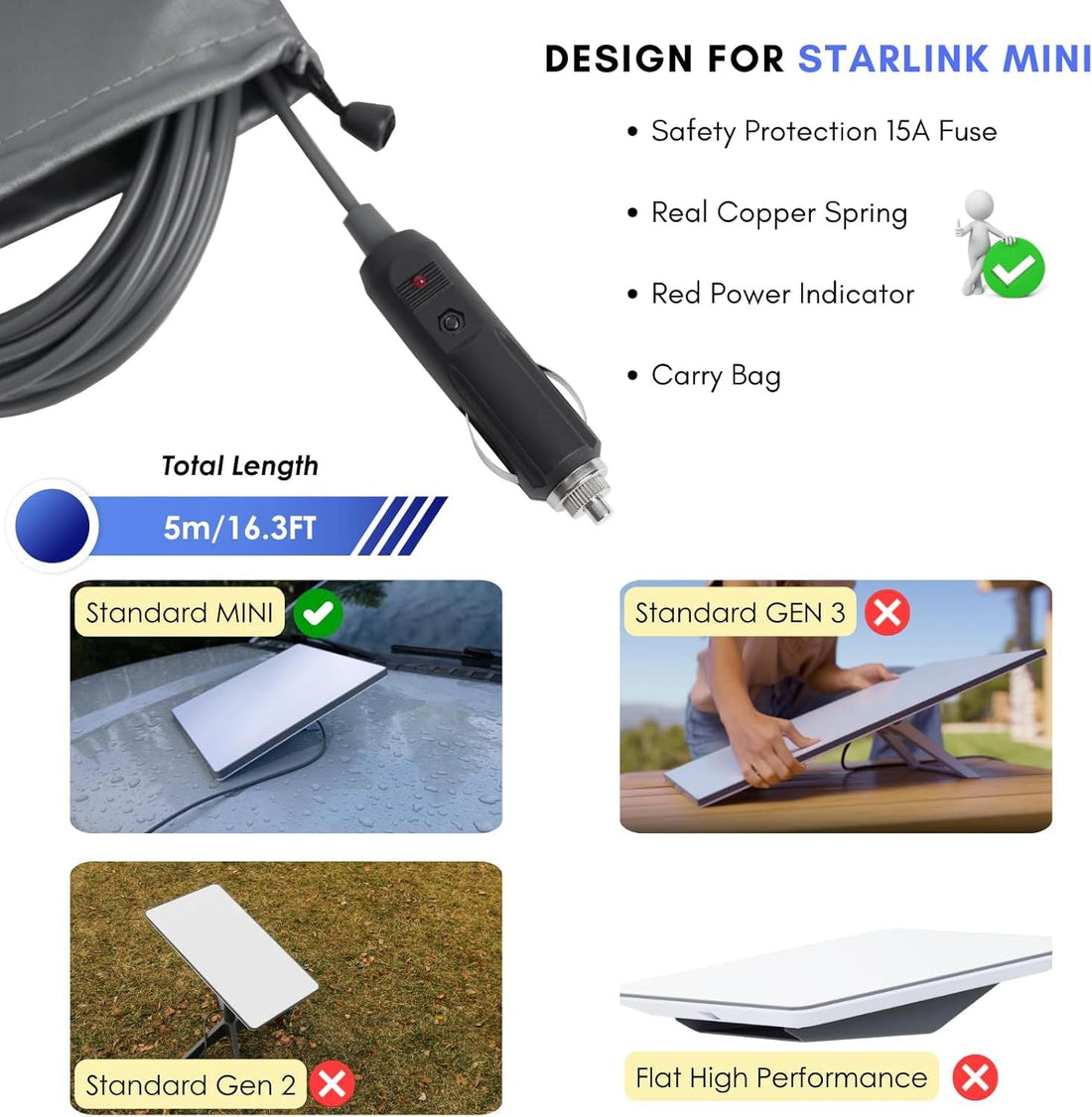 2 - in - 1 Car & USB - C DC Power Adapter for Starlink Mini - Tesery Official Store
