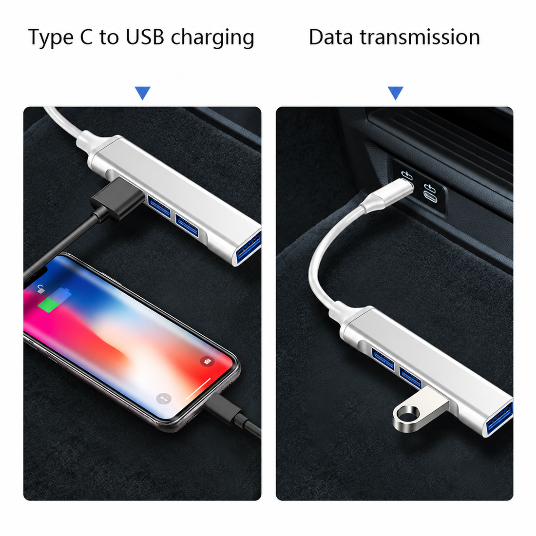 Tesla USB Tepy C Hub Model 3/Y/S/X için uygun 4'ü 1 arada USB 3.0 Portları