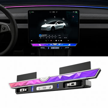 Model 3 Highland/Model Y Juniper Under Screen Crystal Dock  | 3-in-1 Ambient Light, Aromatherapy & USB Fast Charging
