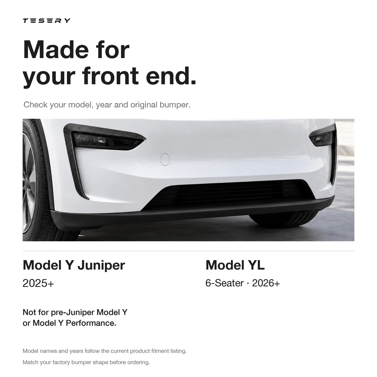 ABS Split Front Fog Light Bezel Cover for Model Y Juniper & YL 6-Seater - Tesery Official Store