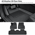 Black cabin floor mats shown in the driver's footwell and as two front mats with one rear-row mat
