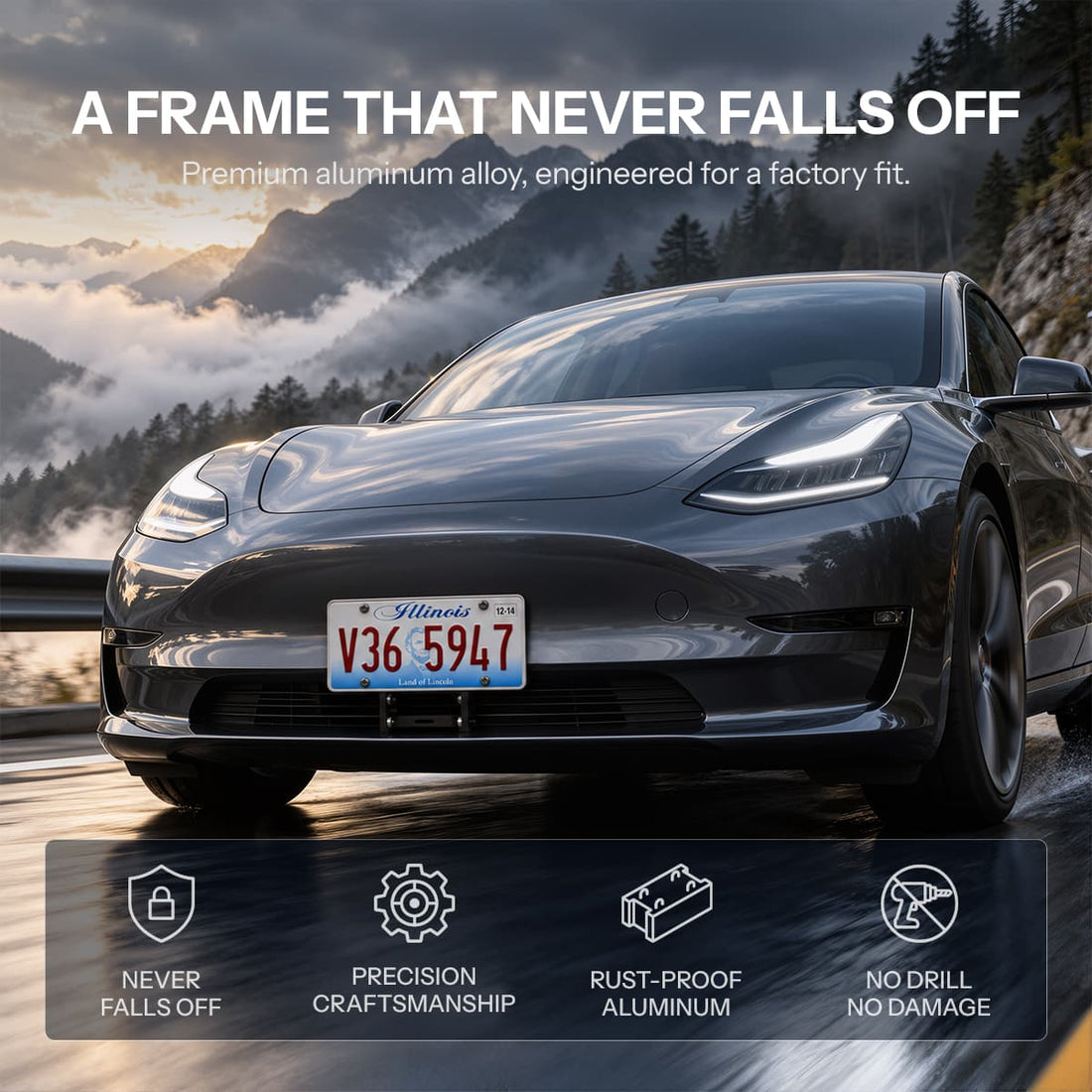 Aluminum Alloy License Plate Frame for Model 3/Y - Tesery Official Store