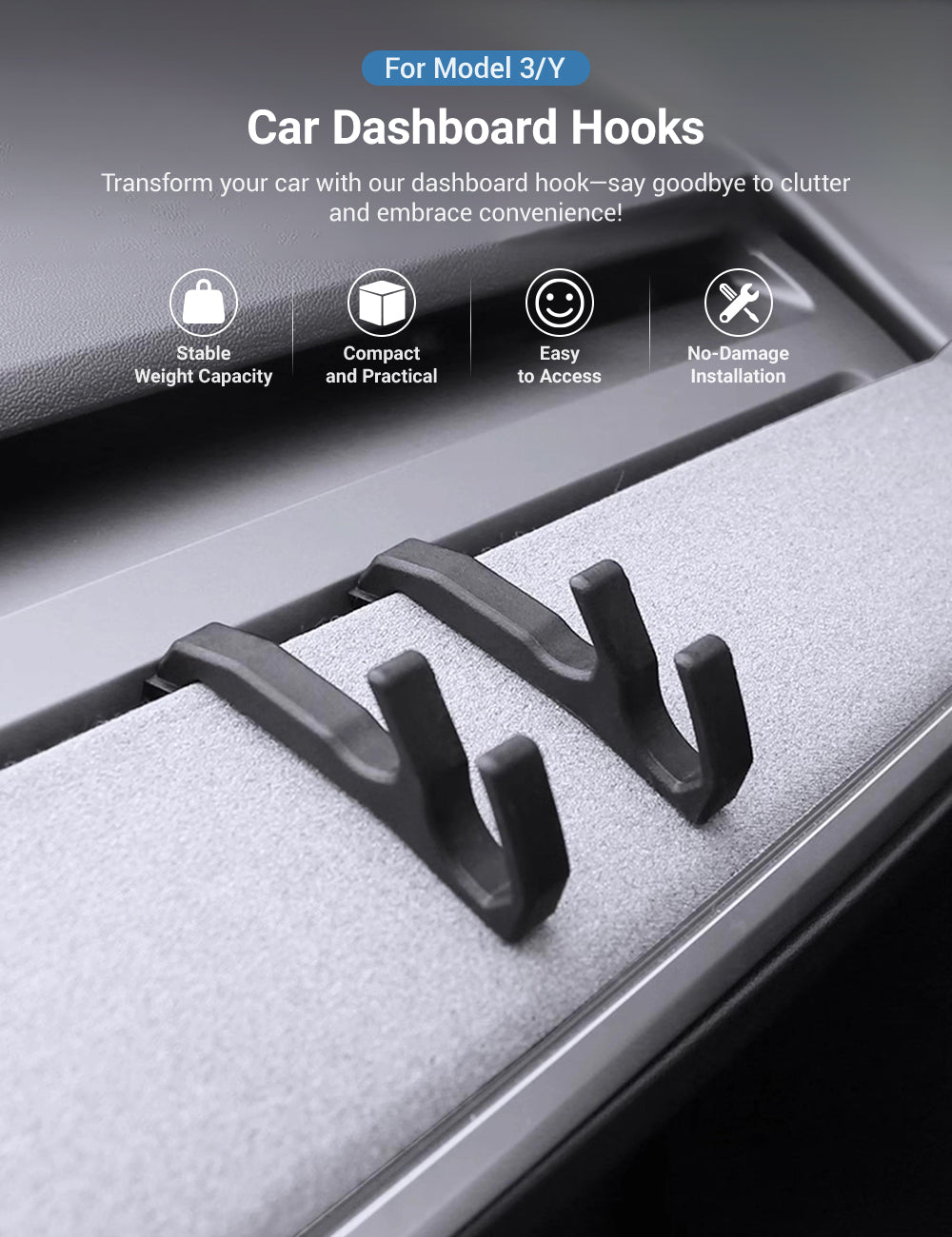 Car Dashboard Hooks For Tesla Model 3/Y【2PCS】 - Tesery Official Store