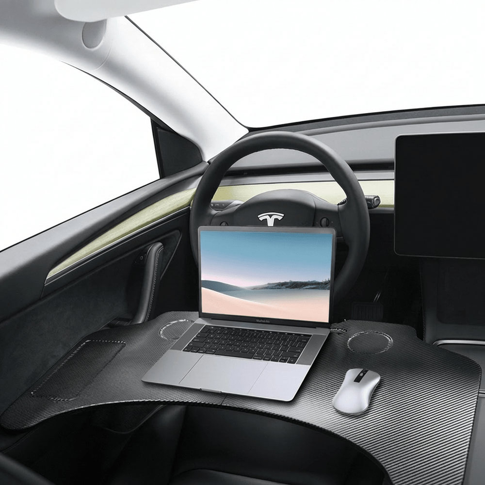 Carbon Fiber Pattern Foldable Working Tray Table for Model 3 Highland & Model Y Juniper | ABS - Tesery Official Store