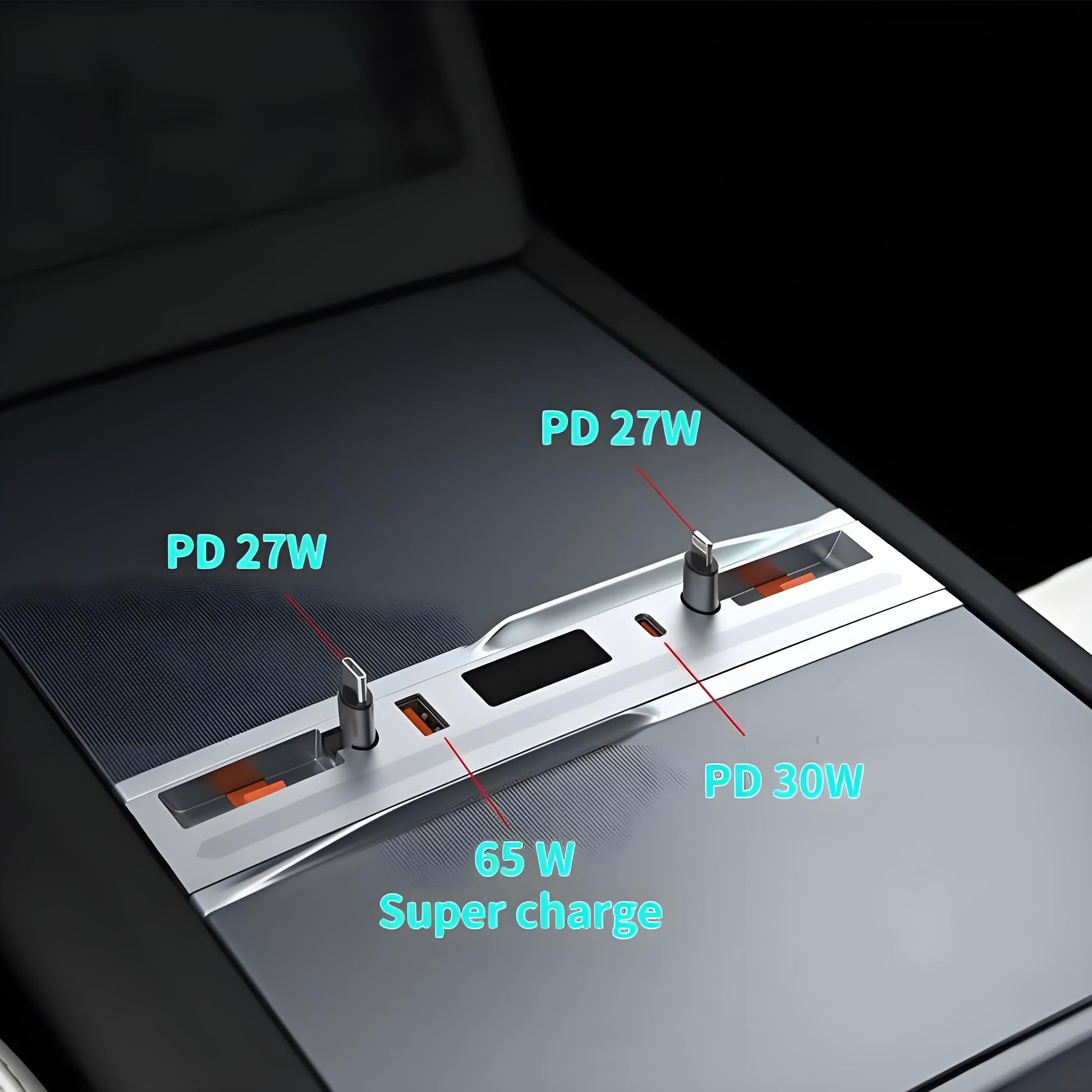 Center Console Ambient Light USB Hub Tesla Model Y Juniper & Model 3 Highland - Tesery Official Store