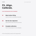 Three-step repair guide covering assembly matching, door alignment and calibration by an EV technician.