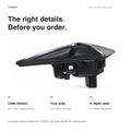 Chrome repeater assembly beside a pre-order checklist for 2017–2020 original-chrome fitment, selected side and installation planning.