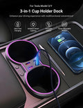 Console Cup Holder Expansion Dock with Lighting for Tesla Model 3/Y - Tesery Official Store