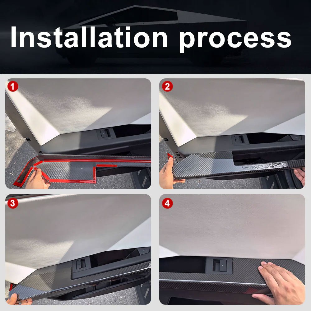 Cybertruck Lower Door Panel Armrest Overlays | Real Molded Carbon Fiber (4 - Piece Set) - Tesery Official Store