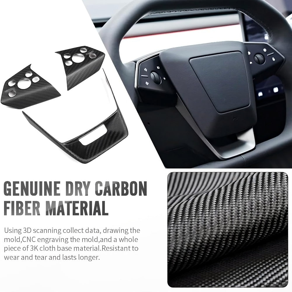 Cybertruck Steering Wheel Voice Control Trim | Glossy/Matte Real Carbon Fiber - Tesery Official Store