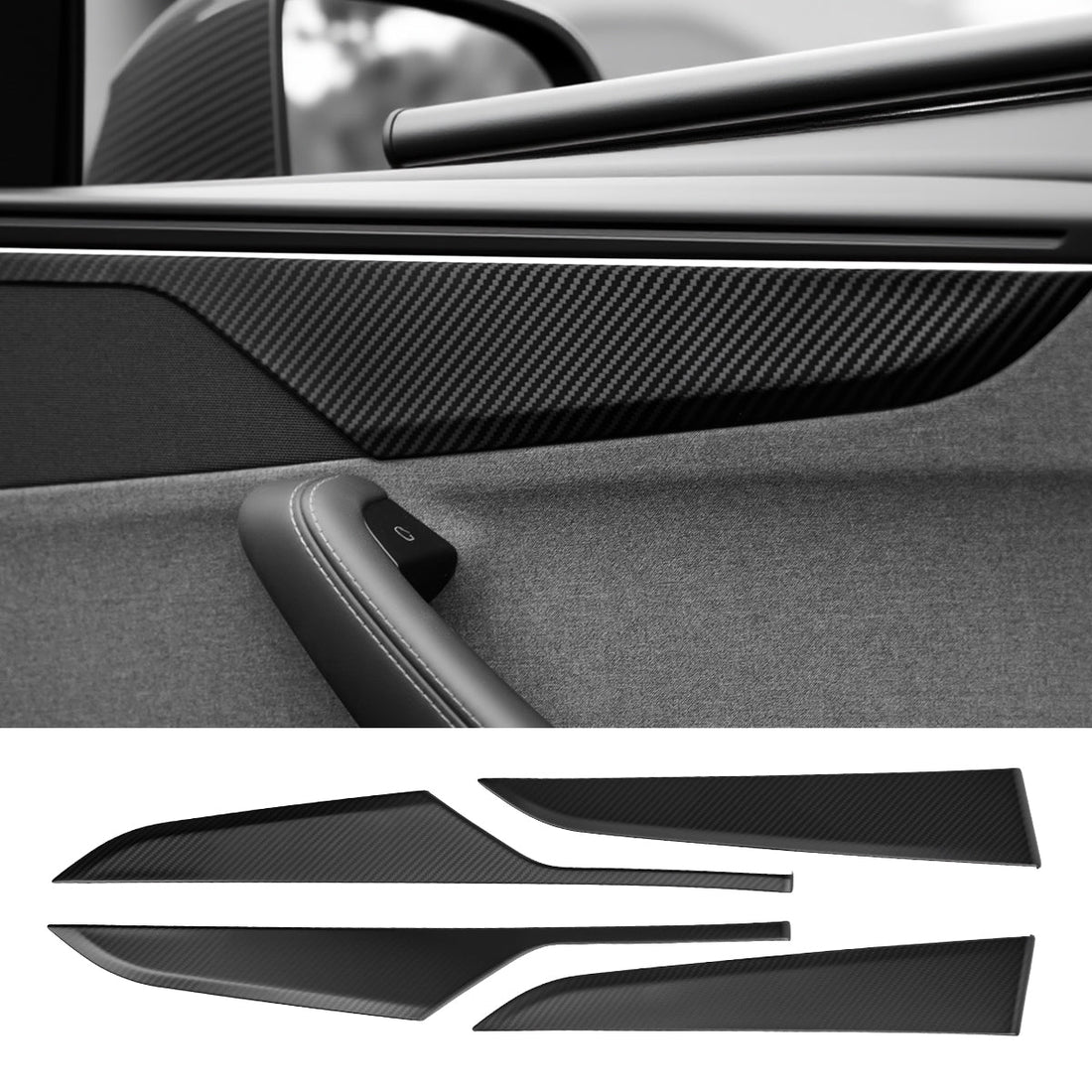 Dry Carbon Fiber Door Panel Trim Covers for Model Y Juniper - Tesery Official Store