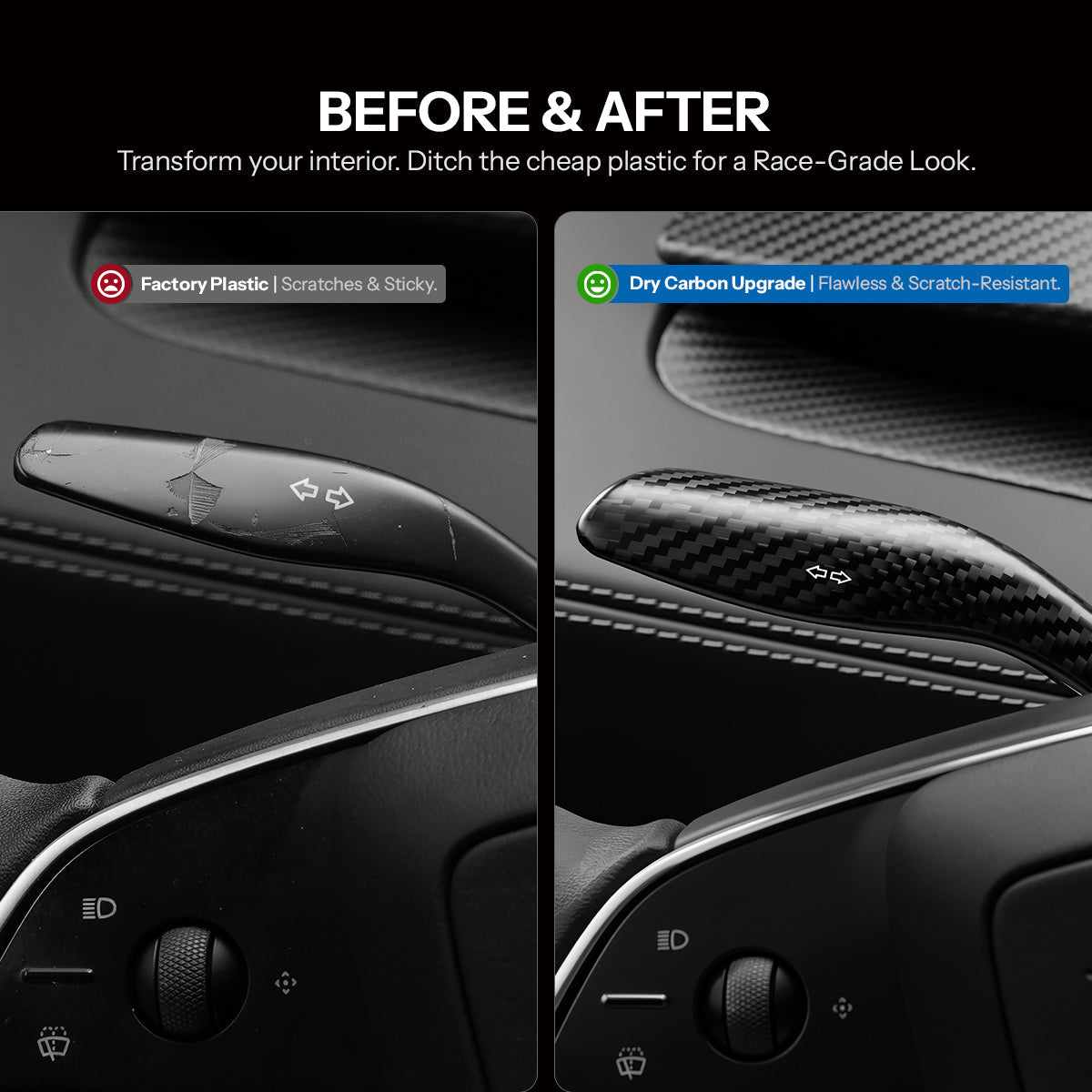 Dry Carbon Fiber Turn Signal Stalk Cover for Model Y Juniper / Model 3 Highland - Tesery Official Store