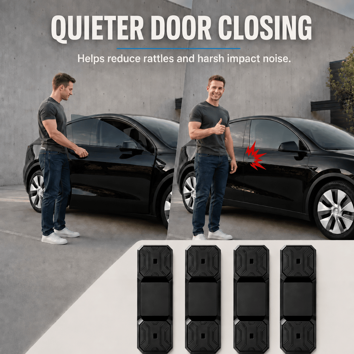 Magnetic Silicone Door Latch Dampers for Model 3 / Y (4-Pack) - Tesery Official Store