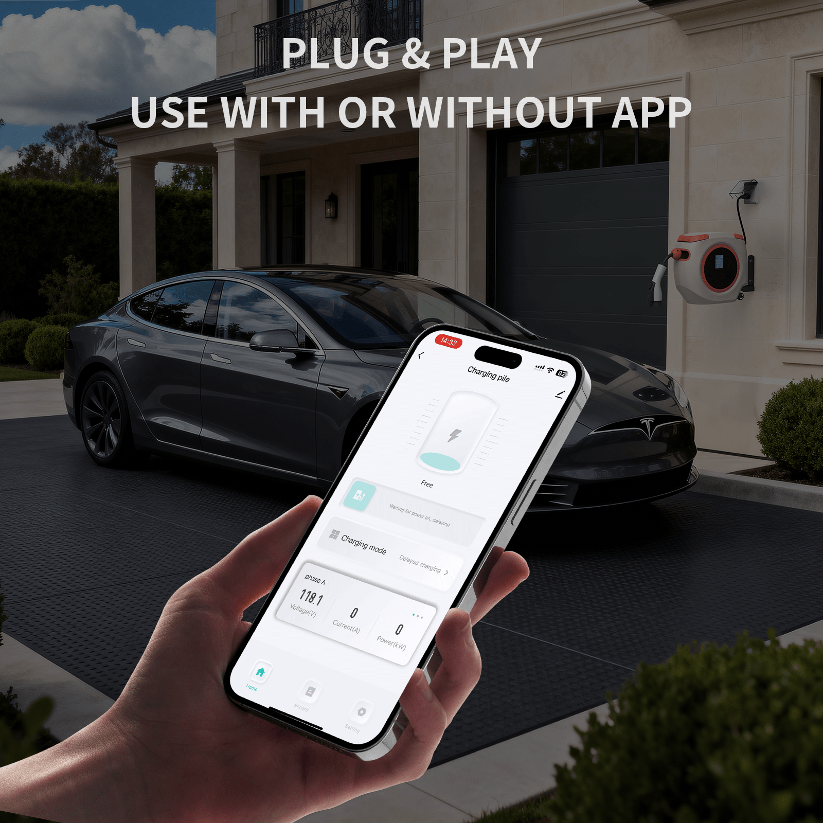 Portable EV Charger | 3.5KW AC | APP Control Wallbox - Tesery Official Store
