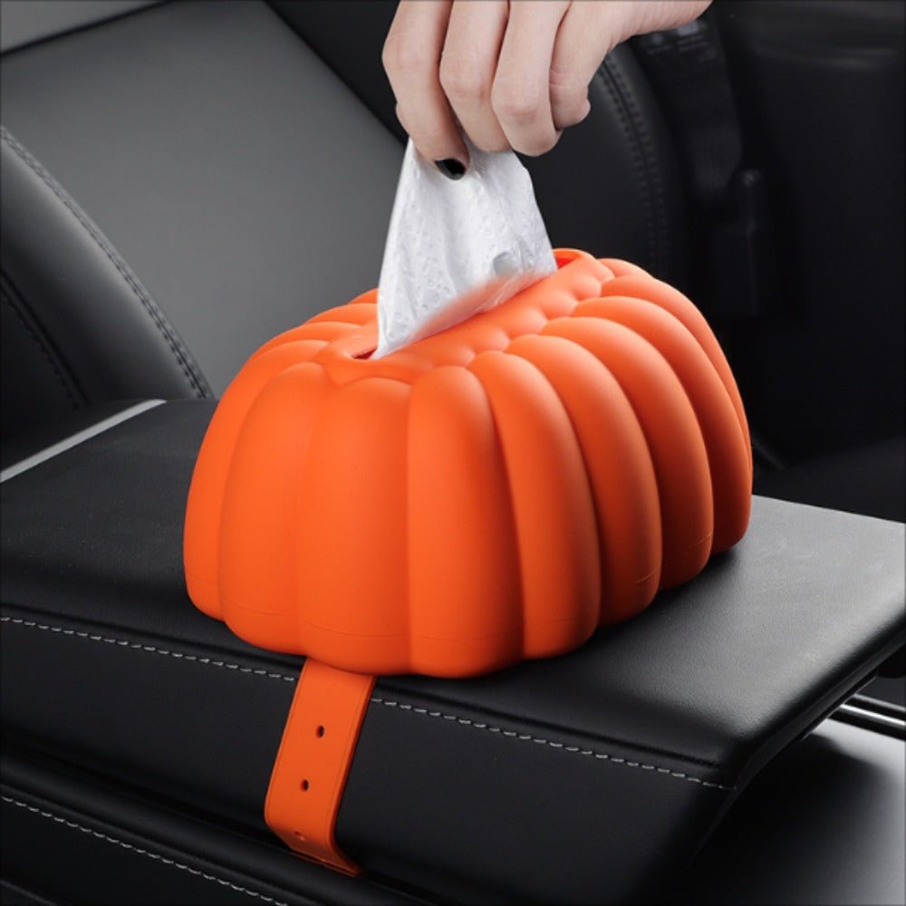 Pumpkin Shaped Silicone Tissue Box l Fit for Tesla Model 3/Y/S/X - Tesery Official Store