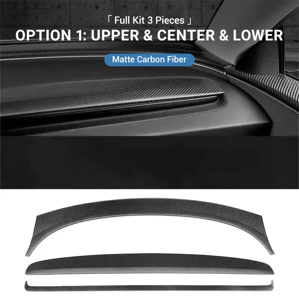 Real Dry Carbon Fiber Dashboard Cover Overlay for Model 3 Highland & Model Y Juniper - Tesery Official Store