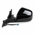 Black side mirror assembly for Tesla Model Y Juniper and Model YL, showing the housing, mounting base and blue wiring connector.