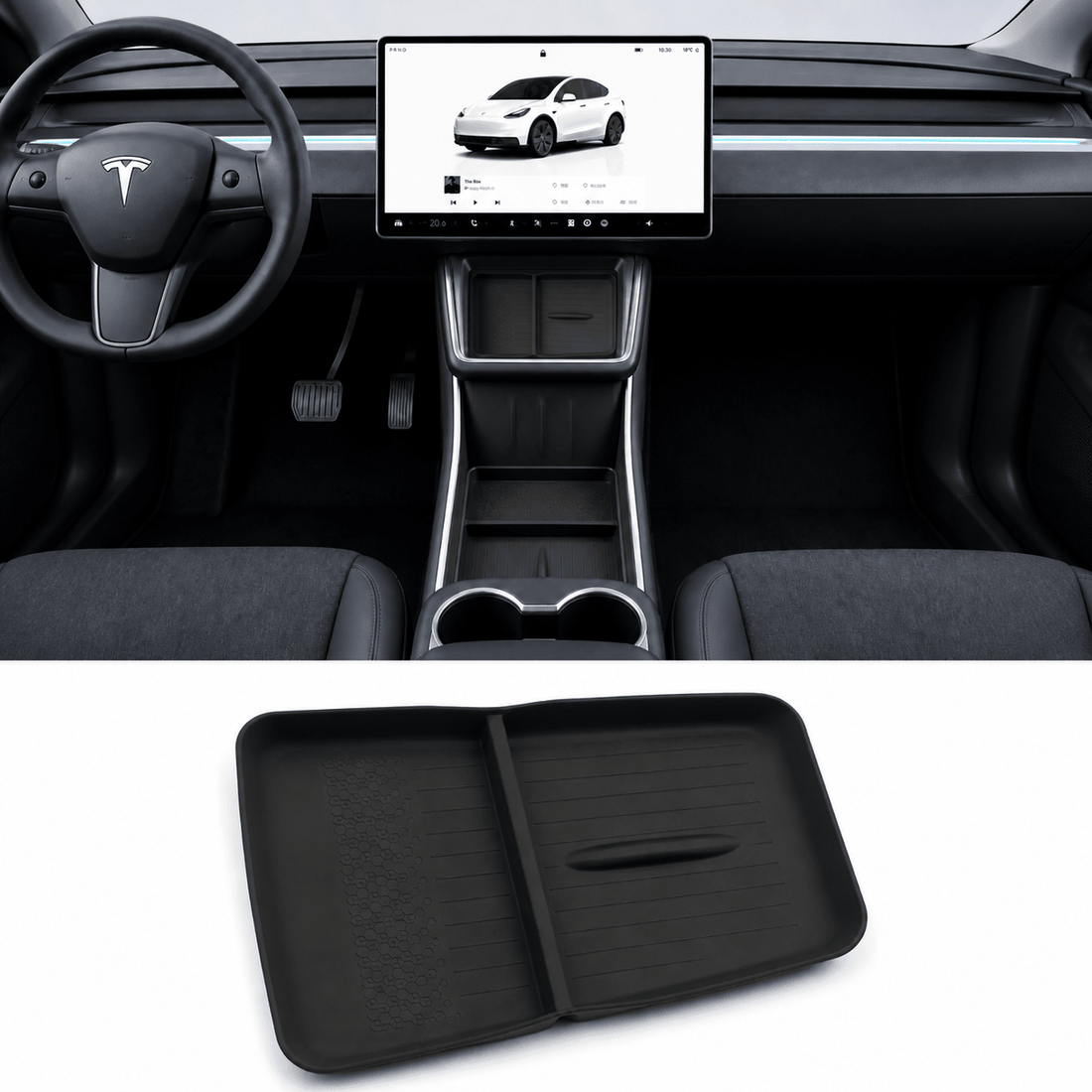 Silicone Center Console Lower Tray Mat for Model Y Standard 2026+ - Tesery Official Store