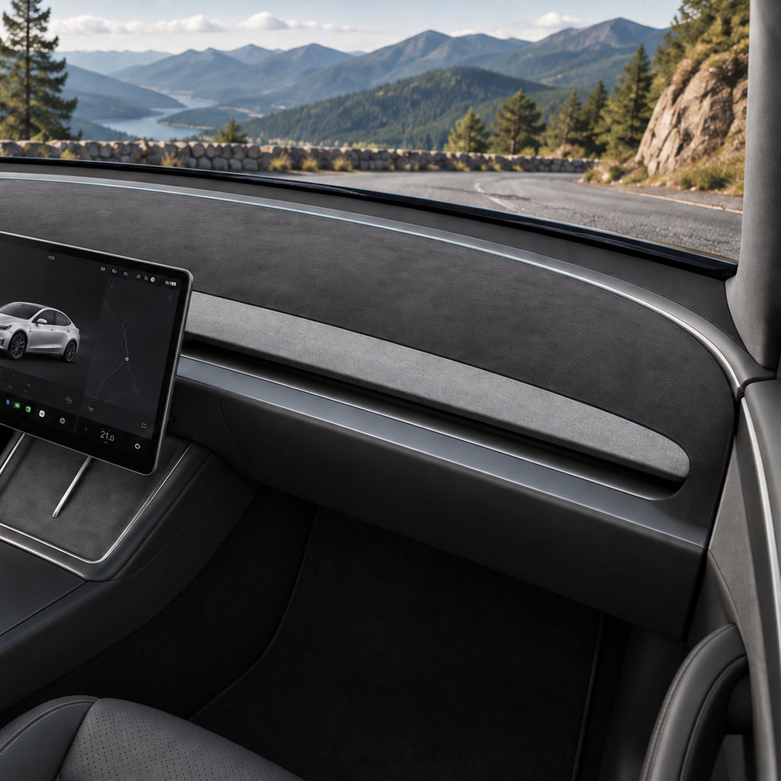 Suede-Fabric Dashboard Mat for Tesla Model 3 Highland, Model Y Juniper & YL - Tesery Official Store