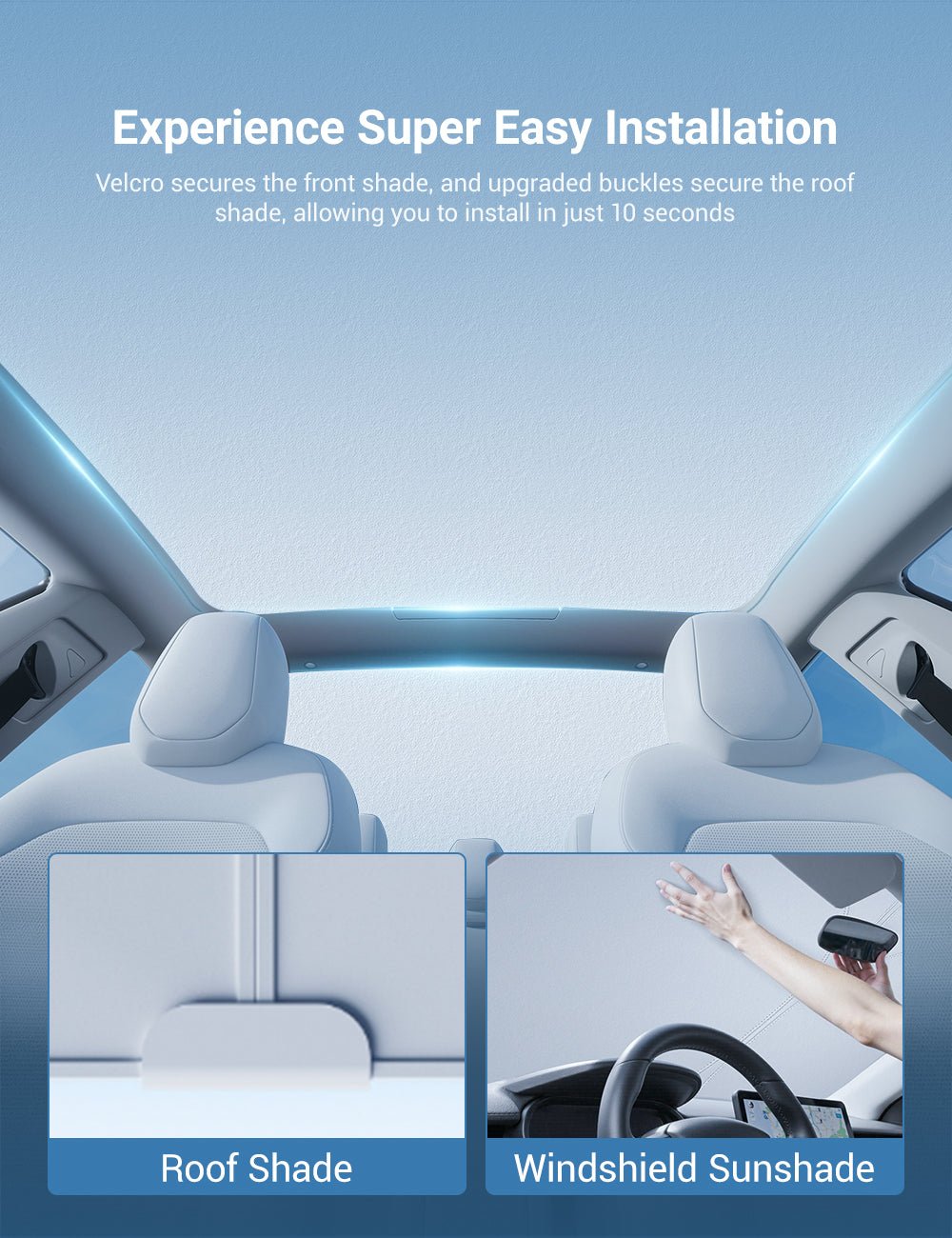 Summer Comfort Pack: Roof & Windshield Shades for Model 3 Highland - Tesery Official Store