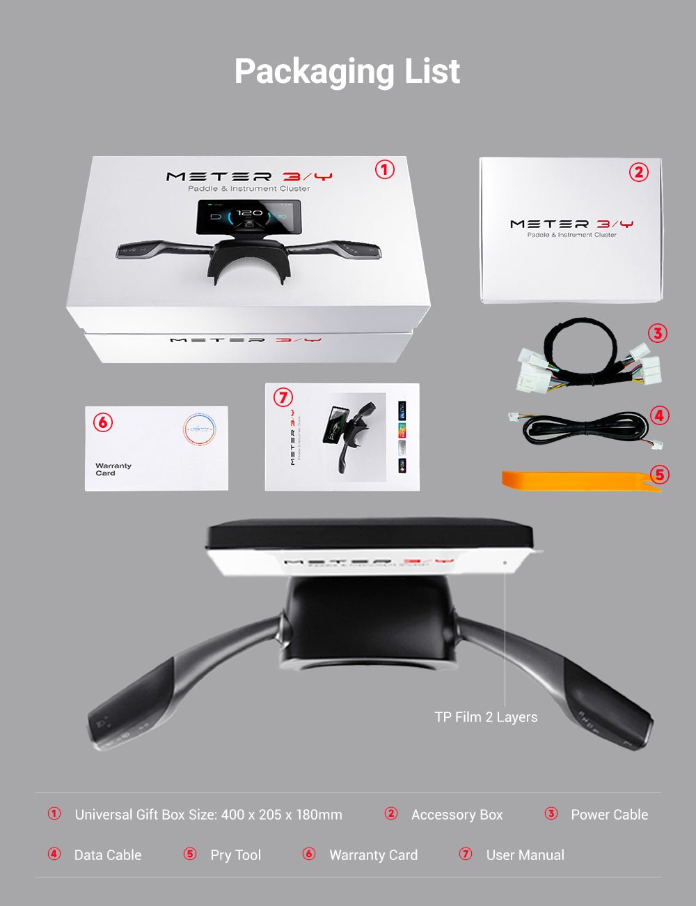 TESERY 7 Inch Gear Shift Touch Screen Dashboard Display for Tesla Model 3 Highland - Tesery Official Store