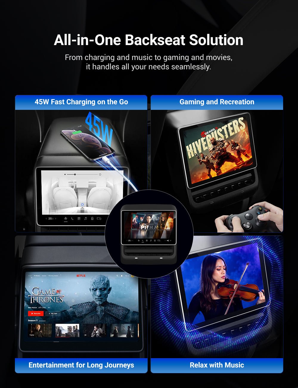 TESERY 8 Inch 4G Android Rear Entertainment Screen Display for Tesla Model Y / 3 - Tesery Official Store