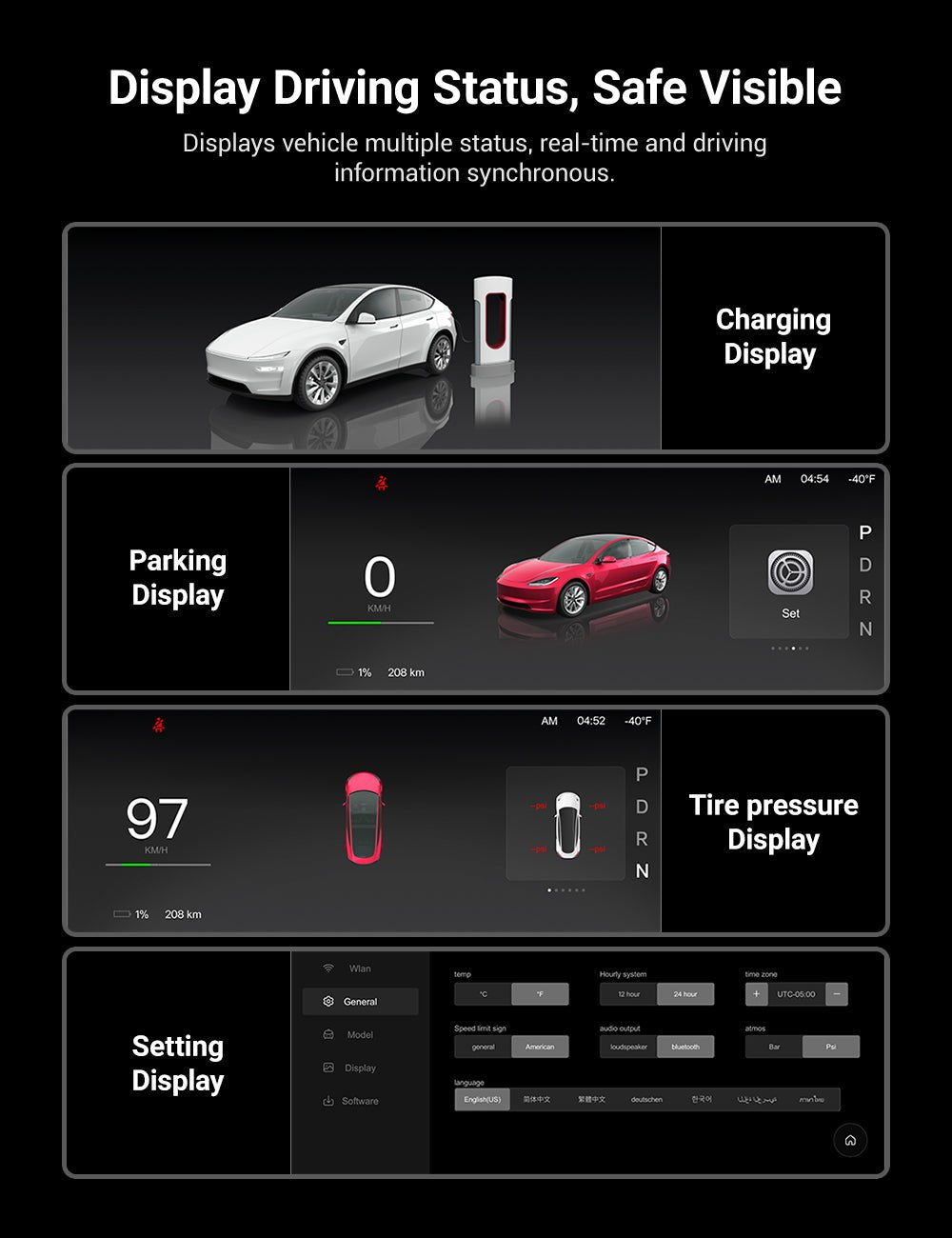 TESERY 8.9'' Integrated Dashboard Display with Ambient Lighting for Model 3 Highland / Model Y Juniper - Tesery Official Store