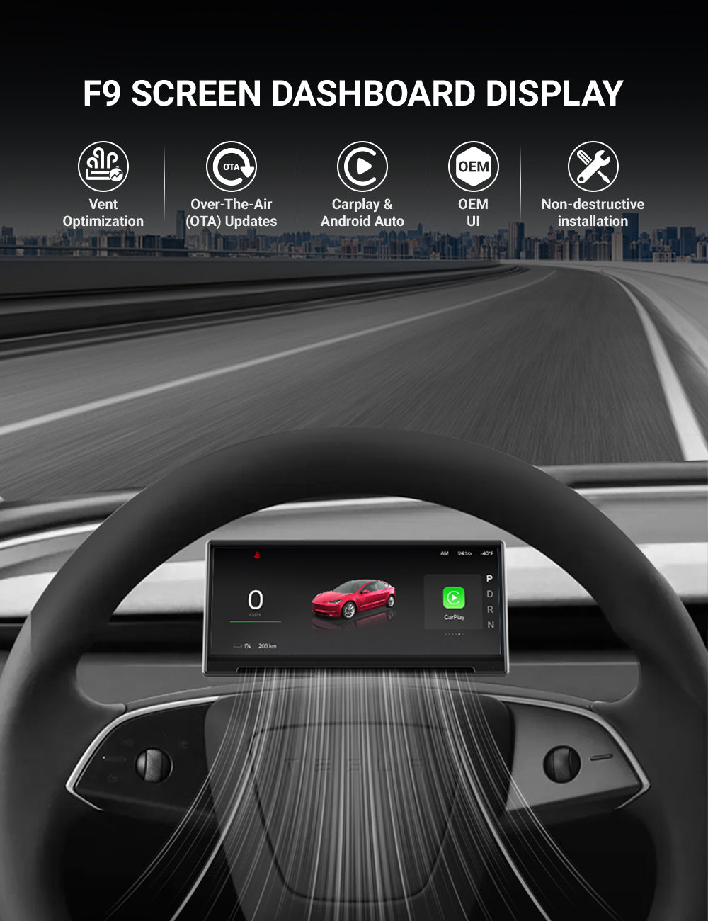 TESERY 9 Inch Screen Dashboard Display With Carplay & Android Auto for Model 3 / Model Y - Tesery Official Store