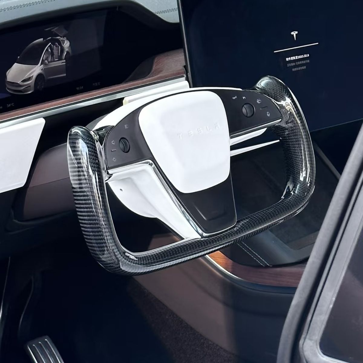 TESERY Carbon Fiber Yoke Plaid Steering Wheel Upgrade for Tesla Model S / X 2021 - 2025 - Tesery Official Store