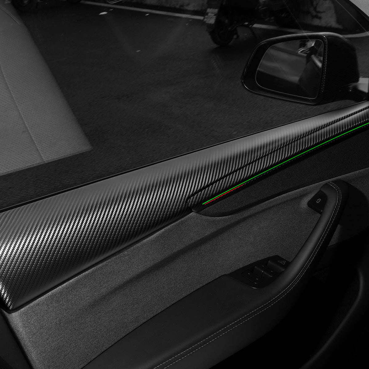 TESERY Dry Carbon Fiber Full Upper Oversized Extended Door Panel Overlays for Model Y Juniper - Tesery Official Store