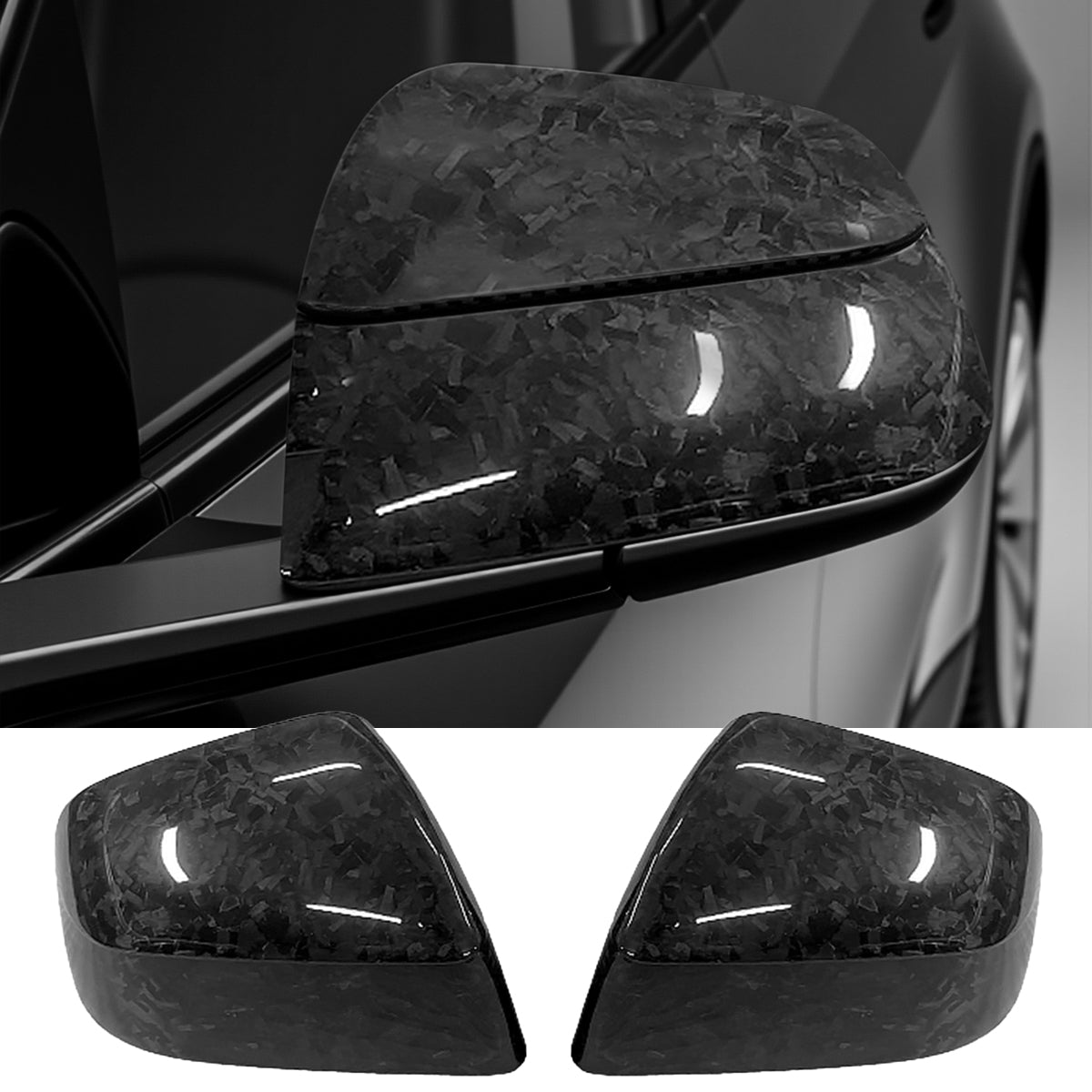 TESERY Side Mirror Cover for Tesla Model Y Juniper ( OEM Style ) - Dry Carbon Fiber Exterior Mods - Tesery Official Store