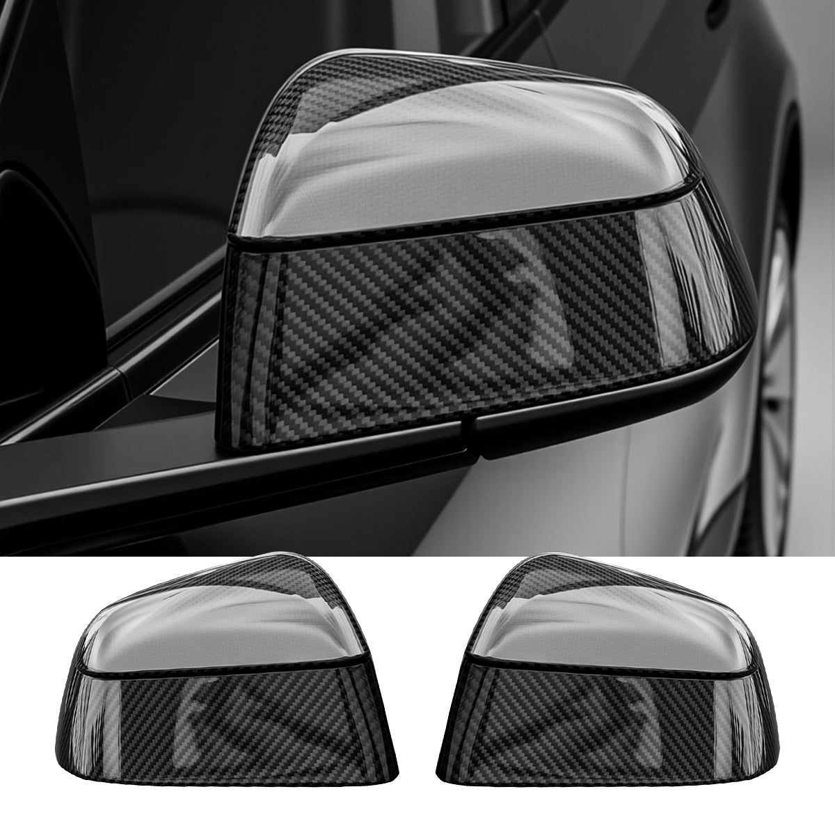 TESERY Side Mirror Cover for Tesla Model Y Juniper ( OEM Style ) - Dry Carbon Fiber Exterior Mods - Tesery Official Store