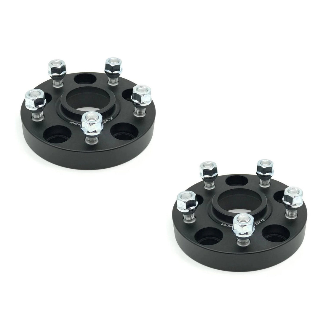 TESERY 4-piece forged wheel spacer set for Tesla, with four black spacers and silver studs and nuts.