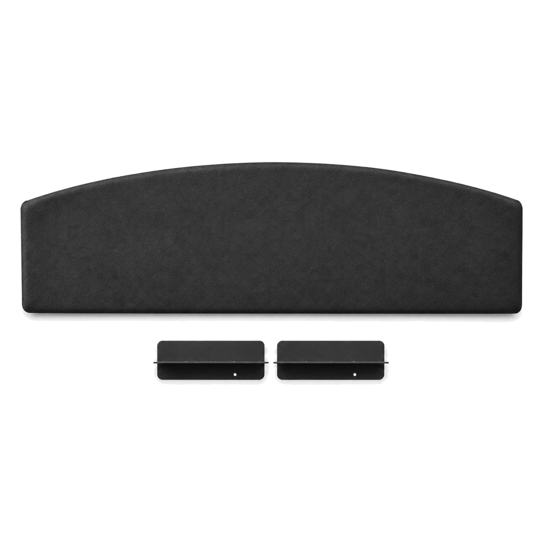 One rigid black fabric cargo cover and two clip-in brackets for Tesla Model YL on a white background.