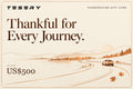 TESERY Thanksgiving digital gift card with the official TESERY logo and US$500 gift value, ivory and copper autumn journey design
