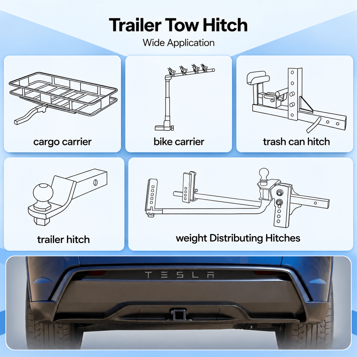 TESERY Trailer Tow Hitch for Model Y | 6500 lbs Capacity | No-Drill Install - Tesery Official Store
