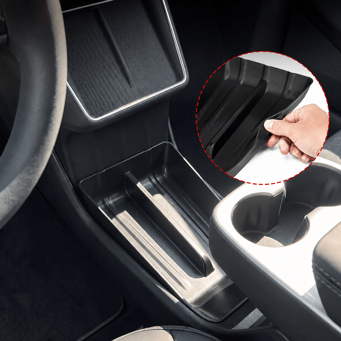 TPE Center Console Lower Storage Tray for Model Y Standard 2026+ - Tesery Official Store