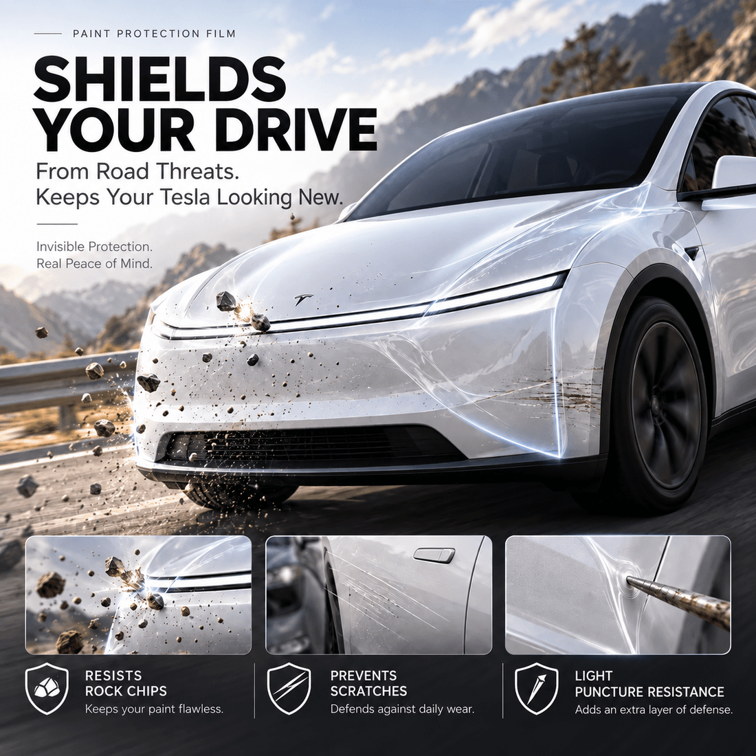 TPU Full Car Paint Protection Film (PPF) for Tesla Model 3 | Glossy - Tesery Official Store