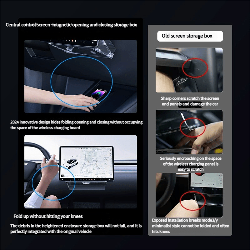 Under Screen Storage Organizer for Tesla Model Y Juniper & Model 3 Highland - Tesery Official Store