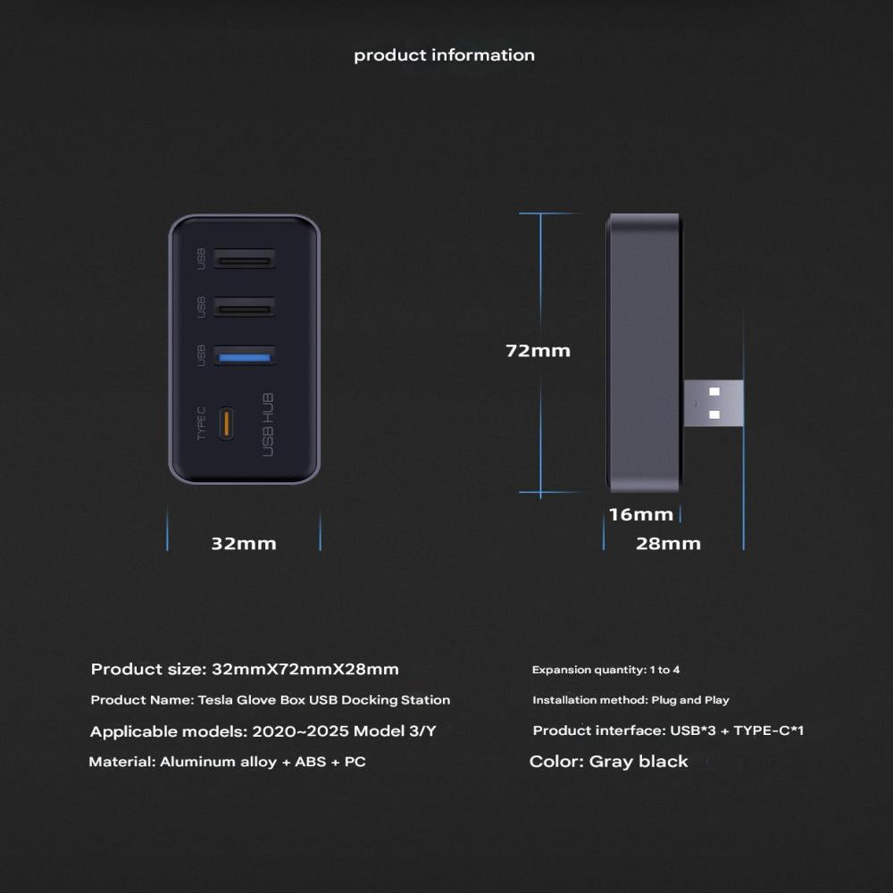 USB Glovebox Charging Hub for Model 3 & Model Y - Tesery Official Store